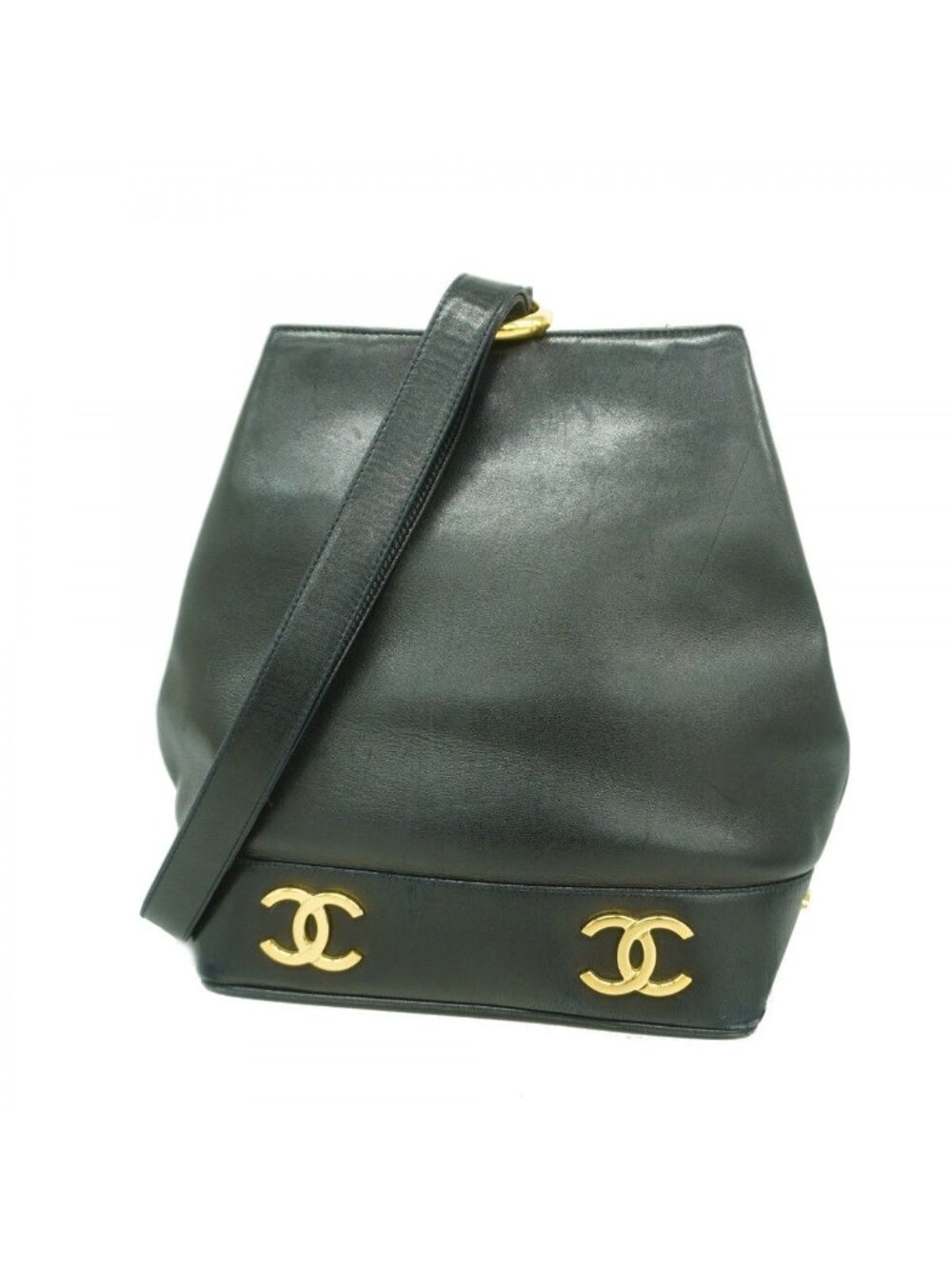 Chanel Shoulder Bag Lambskin Black Gold